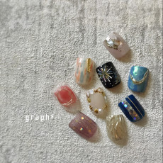 フットジェルデザインサンプル｜graph* nail & design｜福井県福井市の隠れ家ネイルサロン